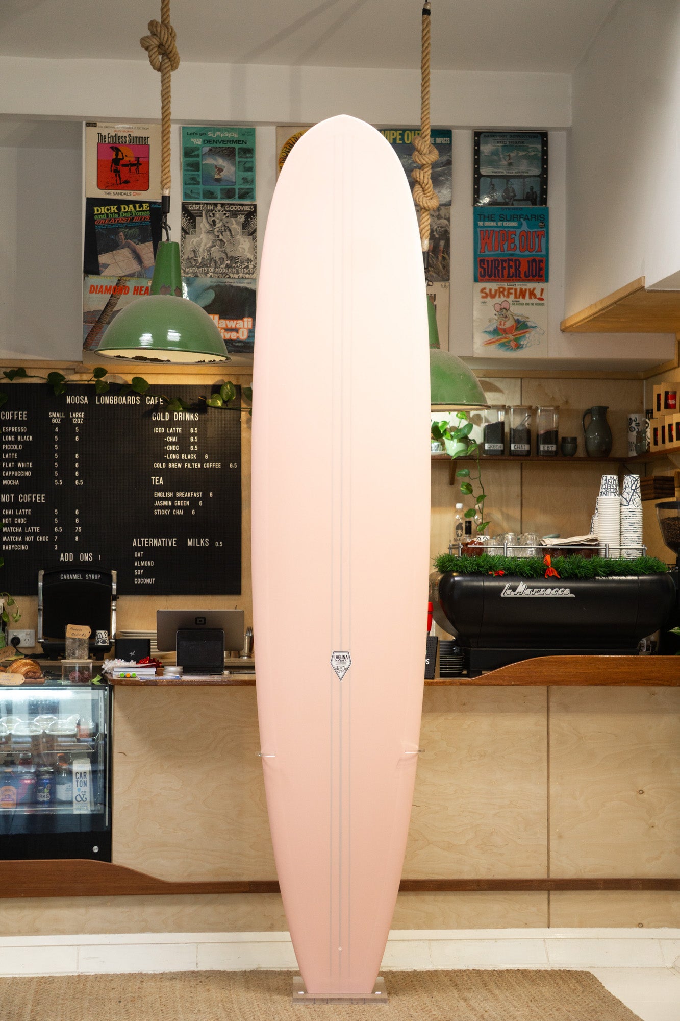 Laguna Bay Longboards 9'3" Flowmaster with pink pigment, Single fin, Matt finish
