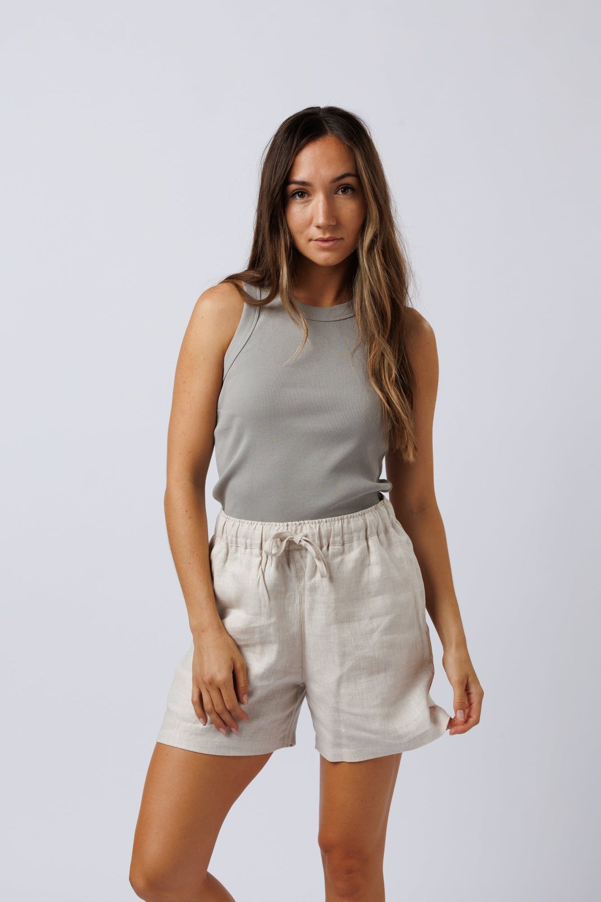 Womens Linen Short Sand