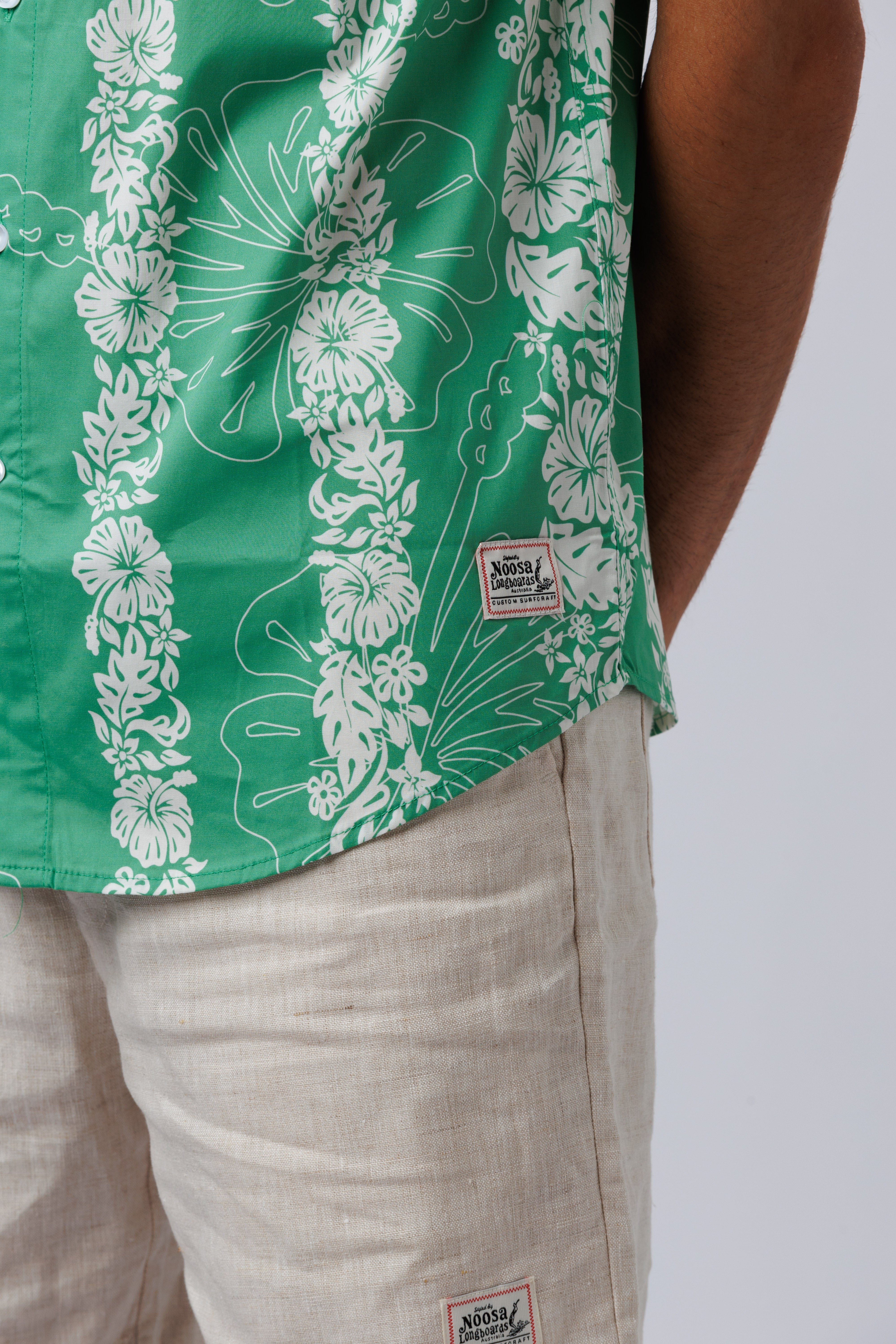 NL Hibiscus Panel Button up Shirt Green