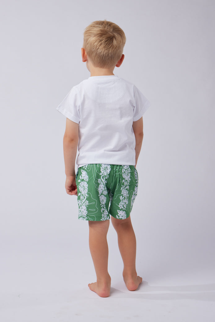 NL Kids Hibiscus Panel Swim Shorts Green