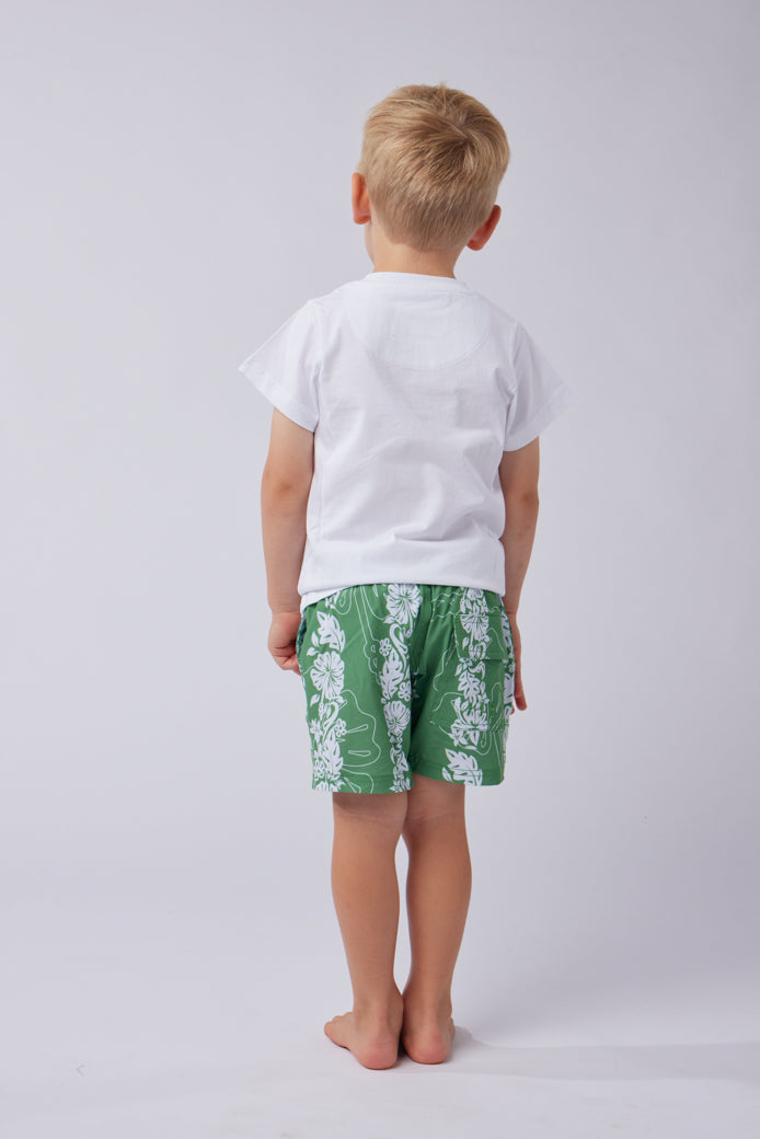 NL Kids Hibiscus Panel Swim Shorts Green