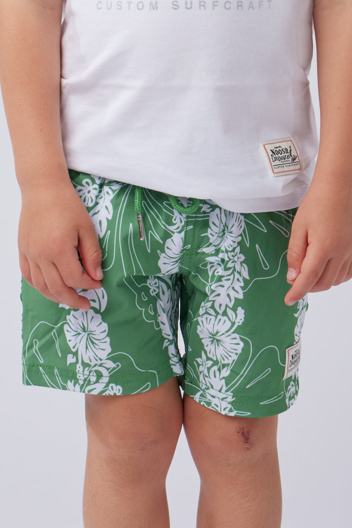 NL Kids Hibiscus Panel Swim Shorts Green