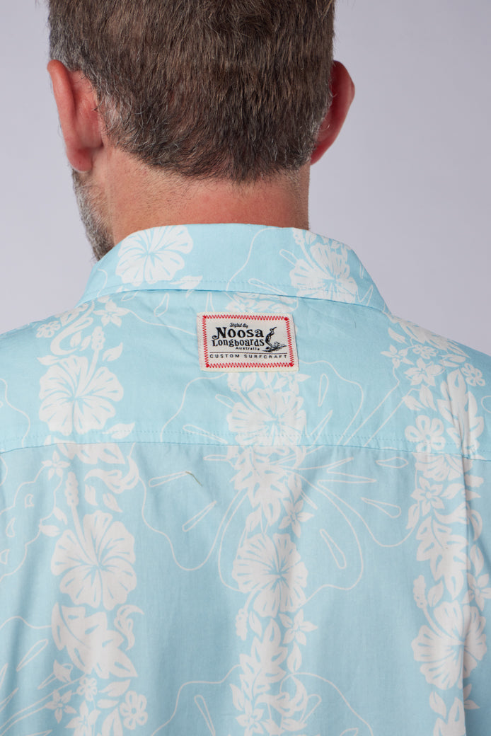 NL Hibiscus Panel Button up shirt Light Blue