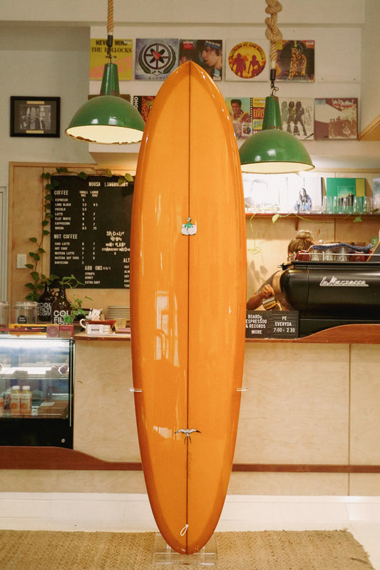 7'6" Donald Takayama Egg burnt orange tint deck and bottom