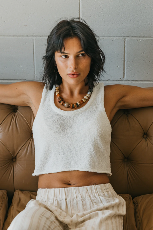 Ottway Maya - White Textured Rib Knit Tank