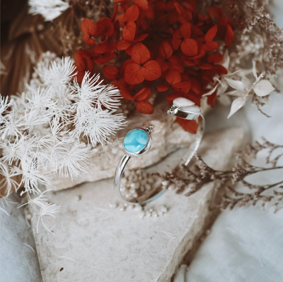 Mahloe Larimar Cowrie Cuff