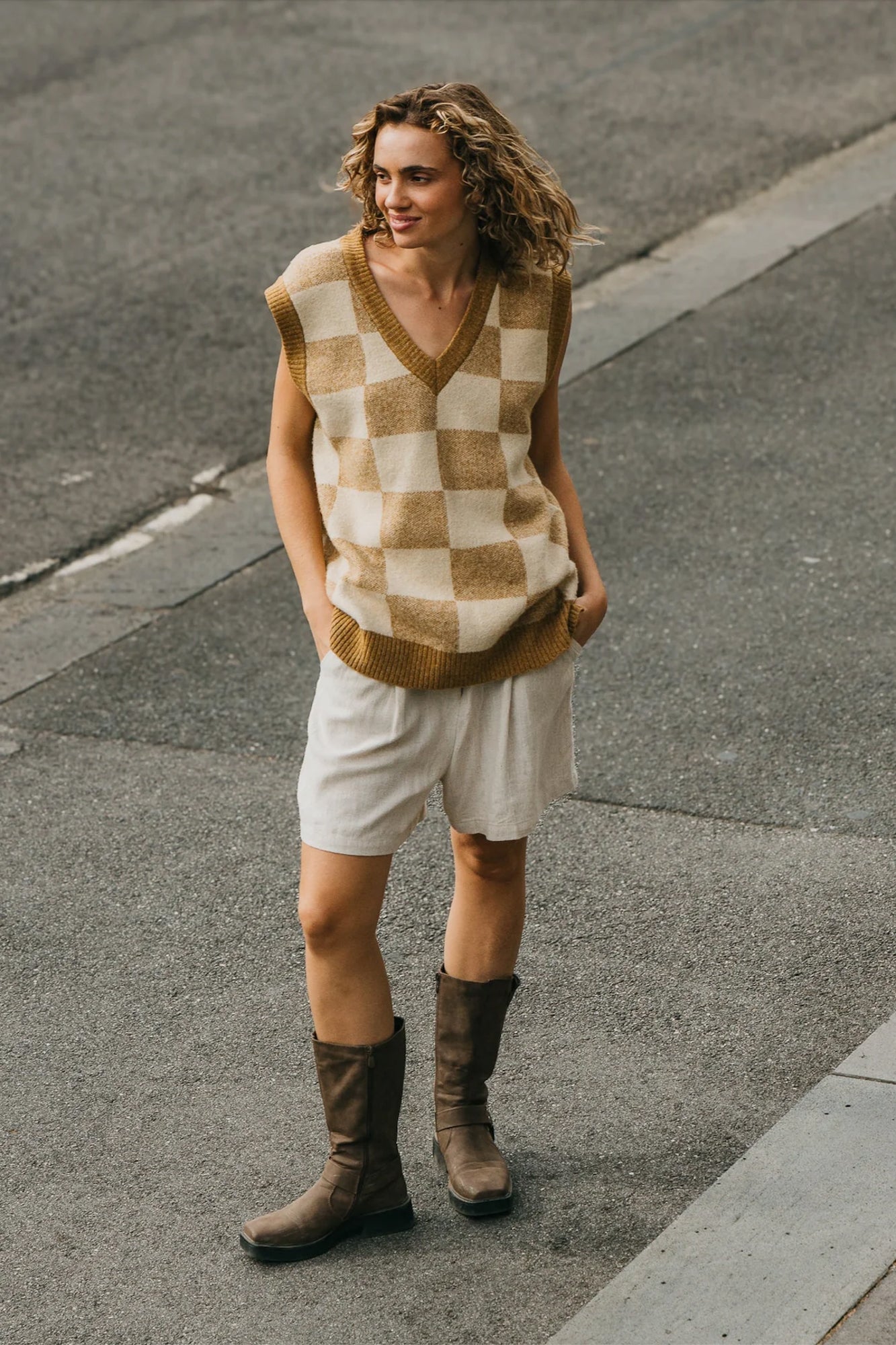 Archie - Brown Checkered Vest
