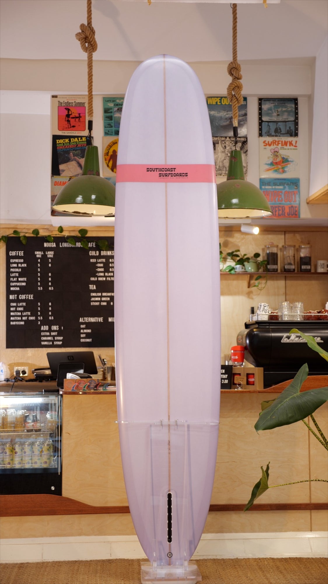 Southcoast Surfboards Virtuoso 9.4 Light Blue with Pink Comp Band