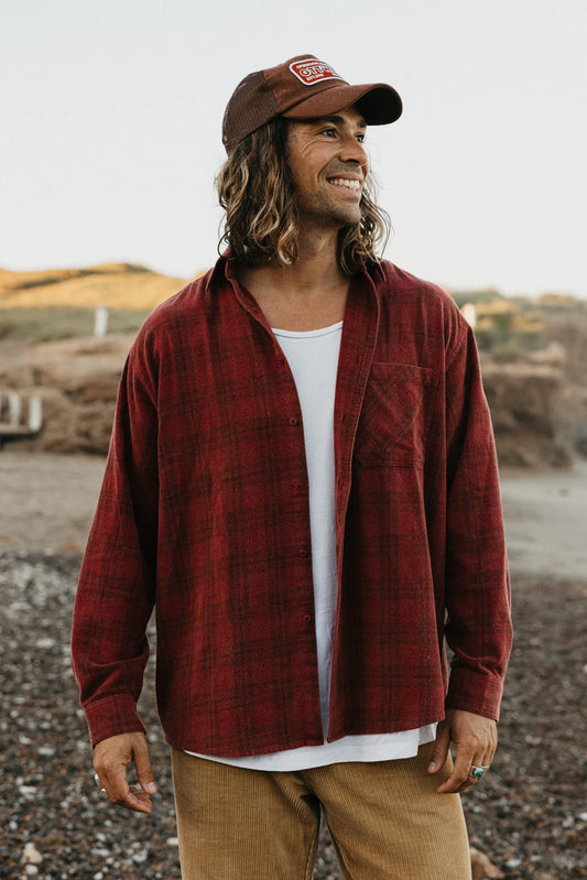 Ottway Stanley Plaid Unisex Shirt - Burgundy