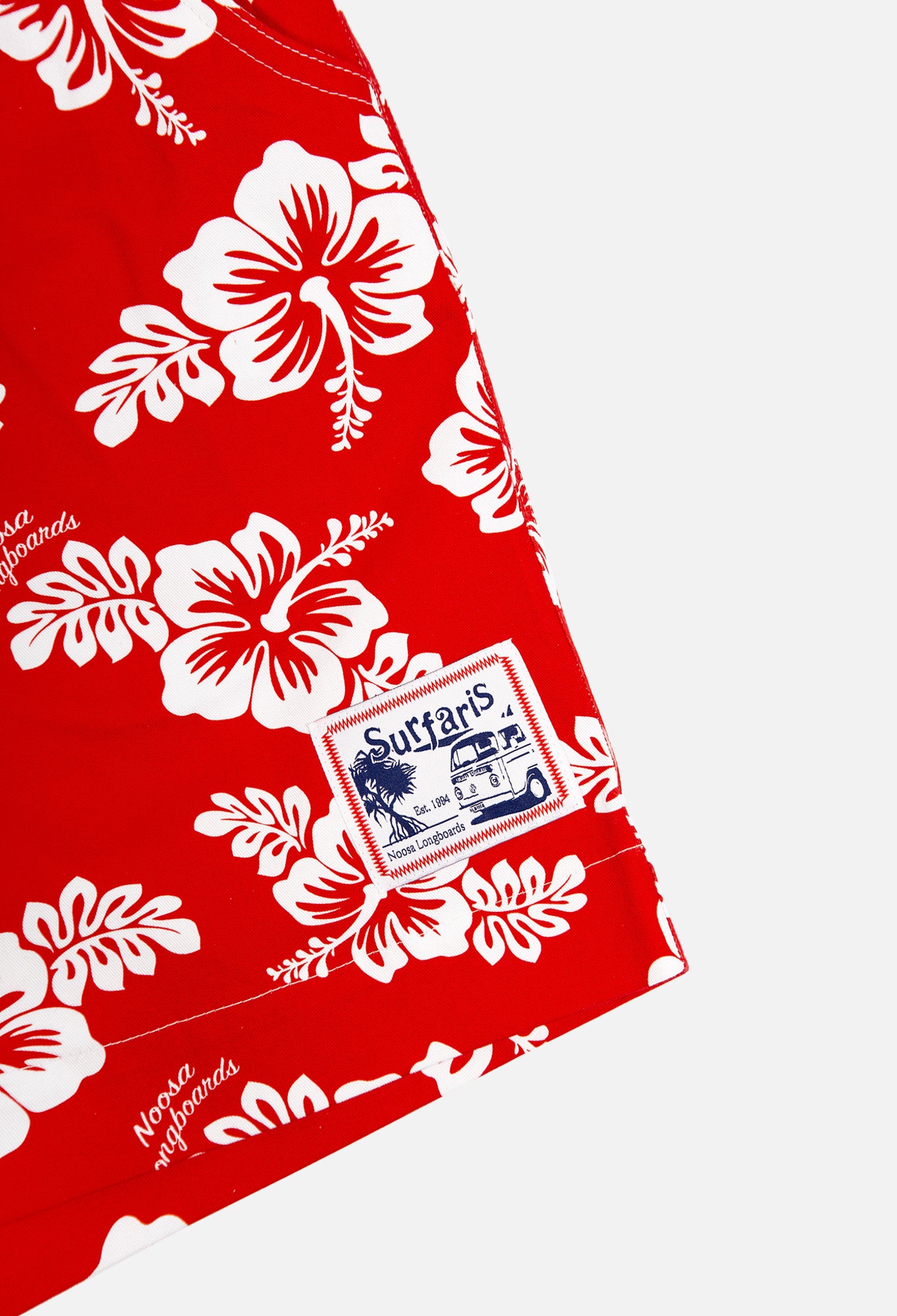 Surfaris Hibiscus Cotton Shorts Red