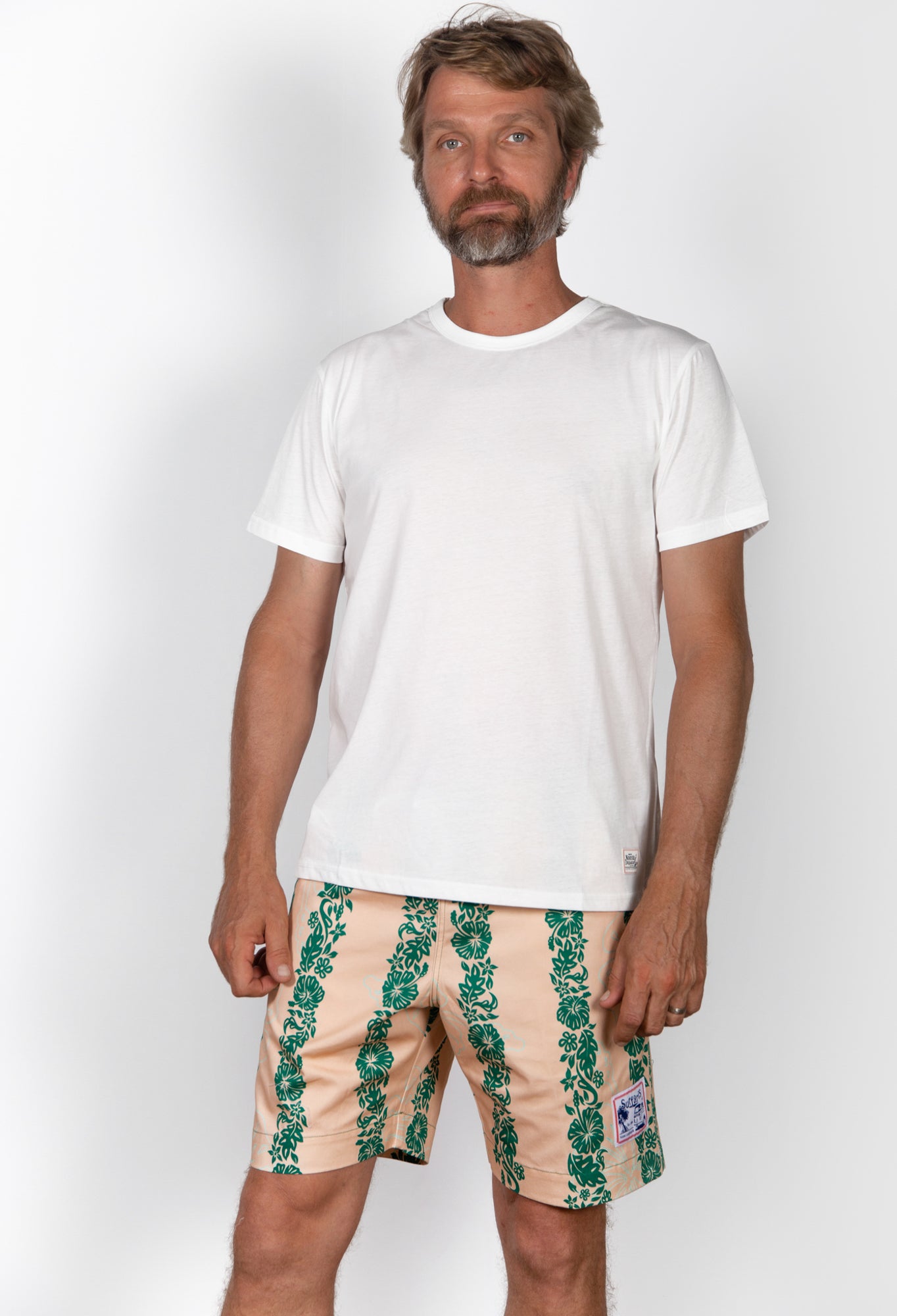 Surfaris Hibiscus Panel Cotton Shorts Salmon (Made In Australia