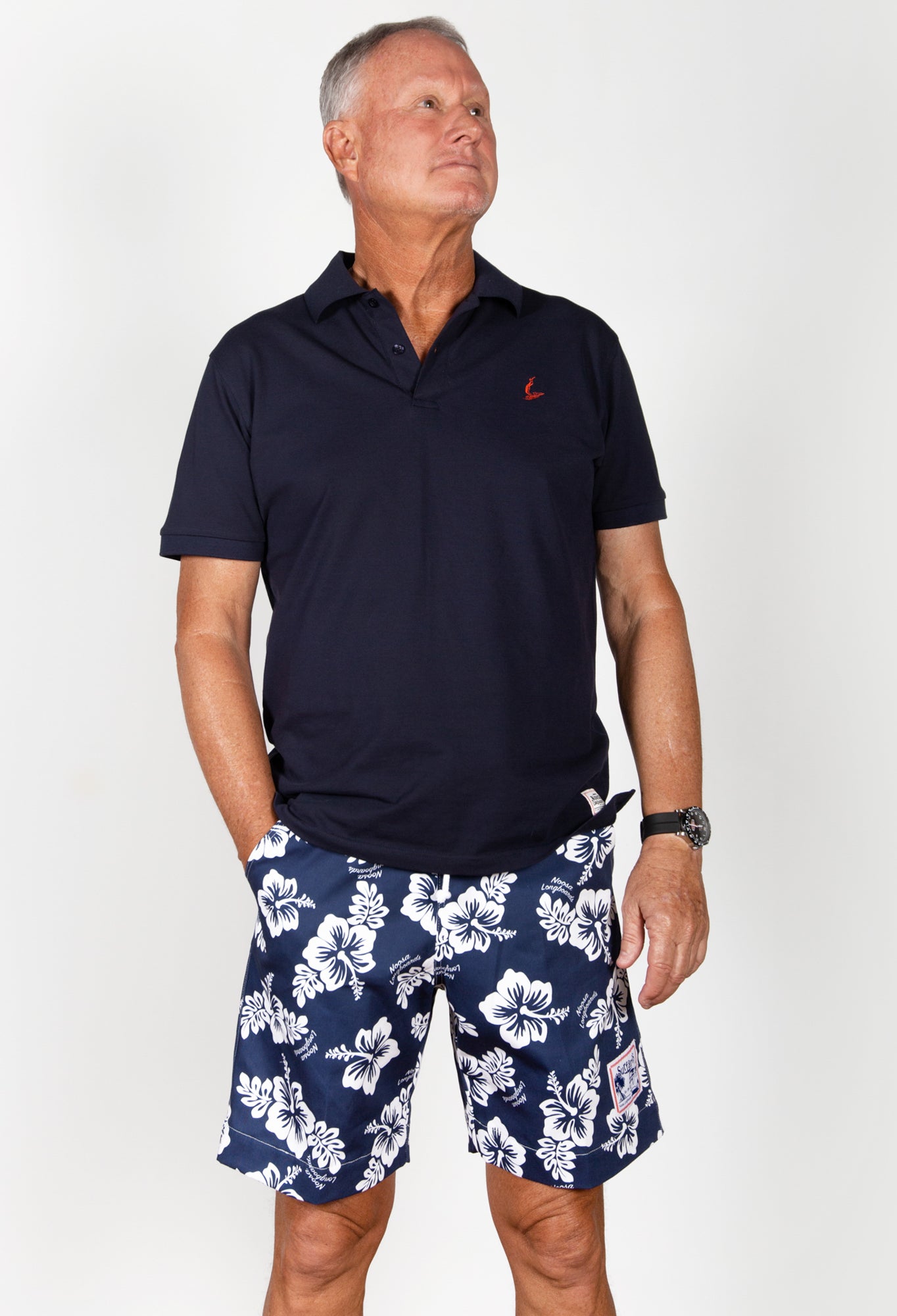 Surfaris Hibiscus Cotton Shorts Blue (Made In Australia