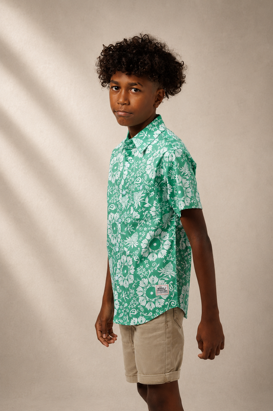 NL Kids Pareo Button up shirt Green