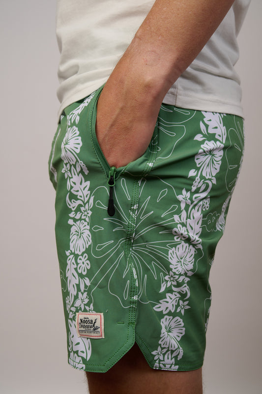 NL Hibiscus Panel Swim Shorts Green & Blue