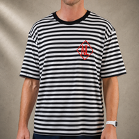NL Hand Drawn Diamond Stripe Tee – Black/White