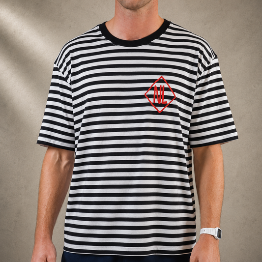 NL Hand Drawn Diamond Stripe Tee – Black/White