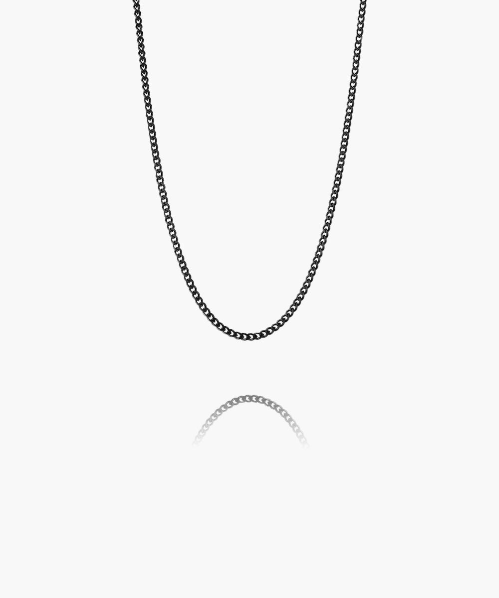 Pig & Hen Curb Chain Necklace Black