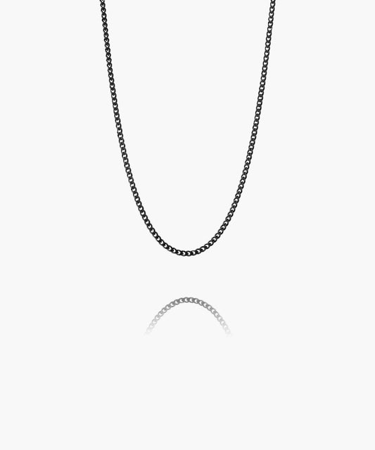 Pig & Hen Curb Chain Necklace Black