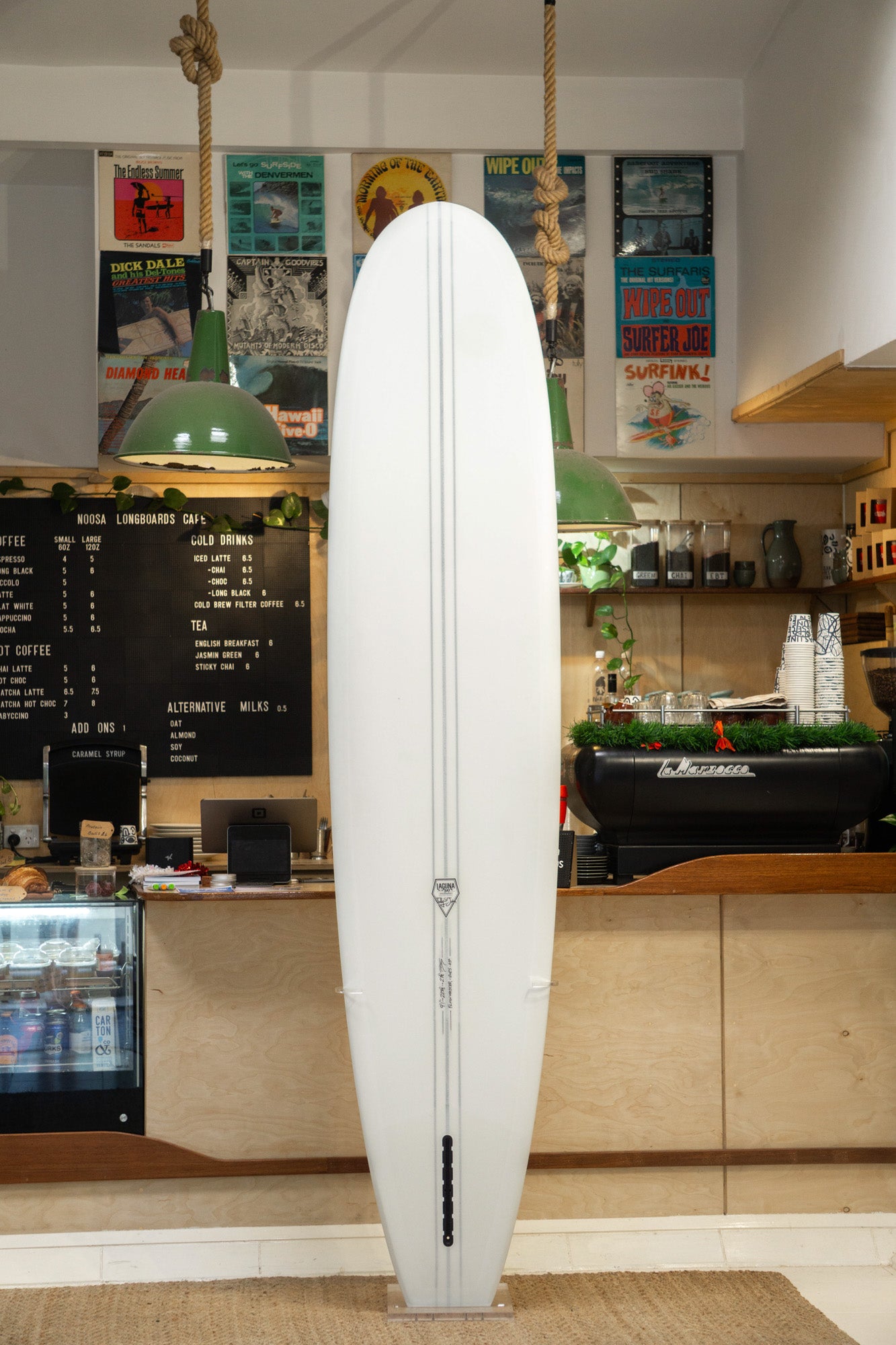 Laguna Bay Longboards 9'1" Flowmaster with white pigment, Single fin, Matt finish