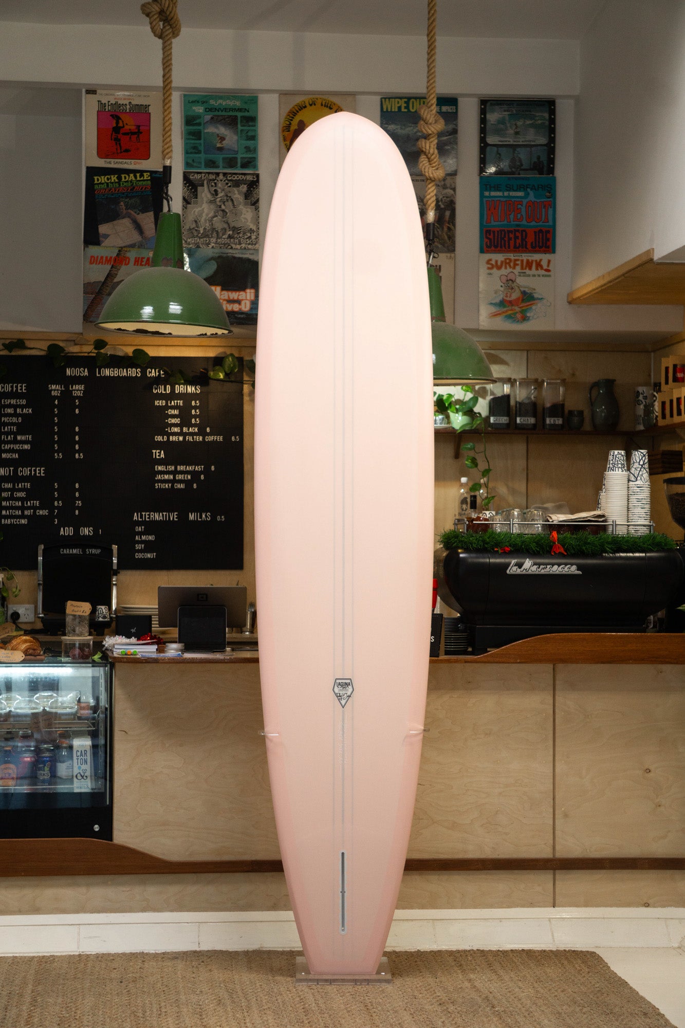 Laguna Bay Longboards 9'3" Flowmaster with pink pigment, Single fin, Matt finish