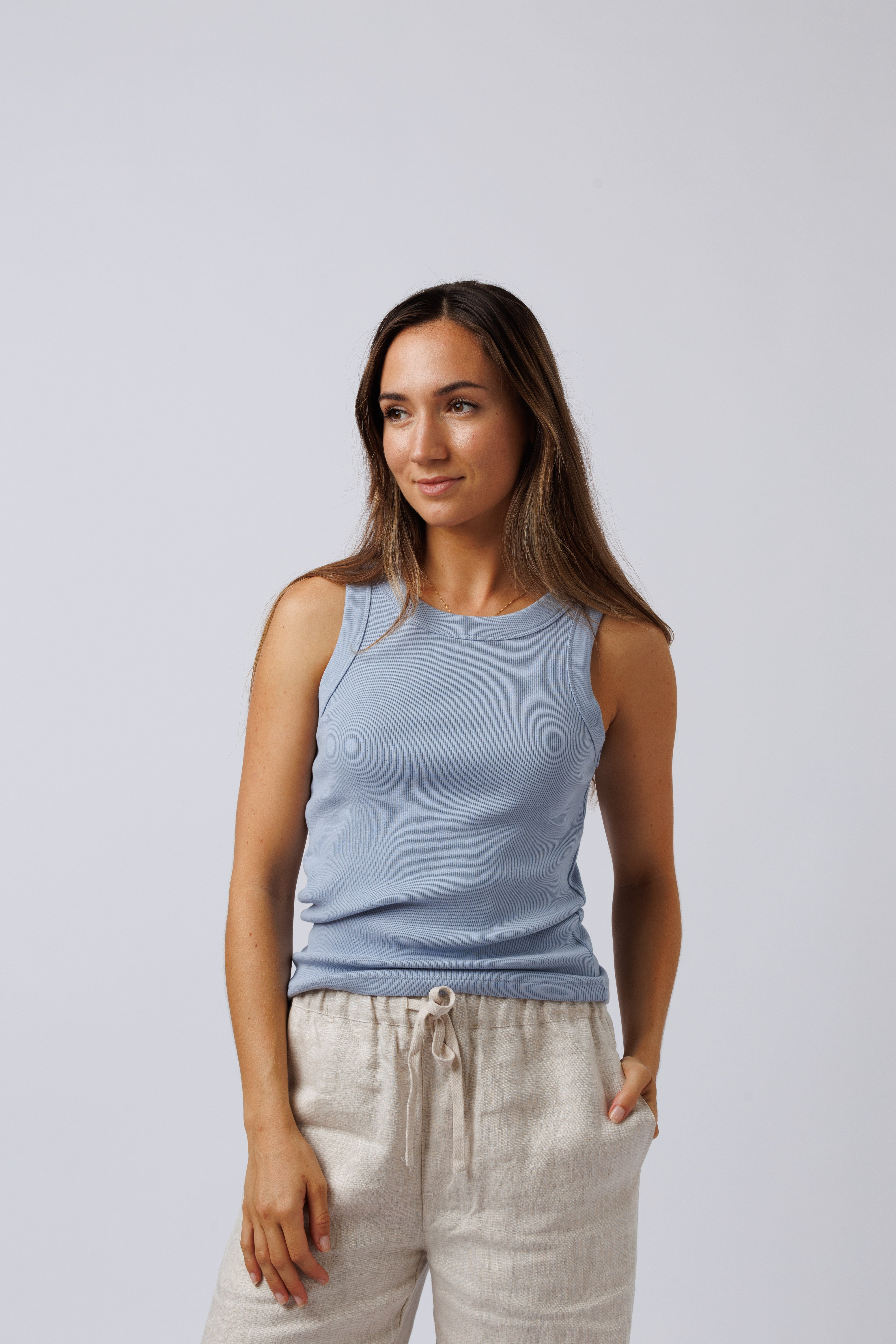 Womens Organic Rib Tank Storm