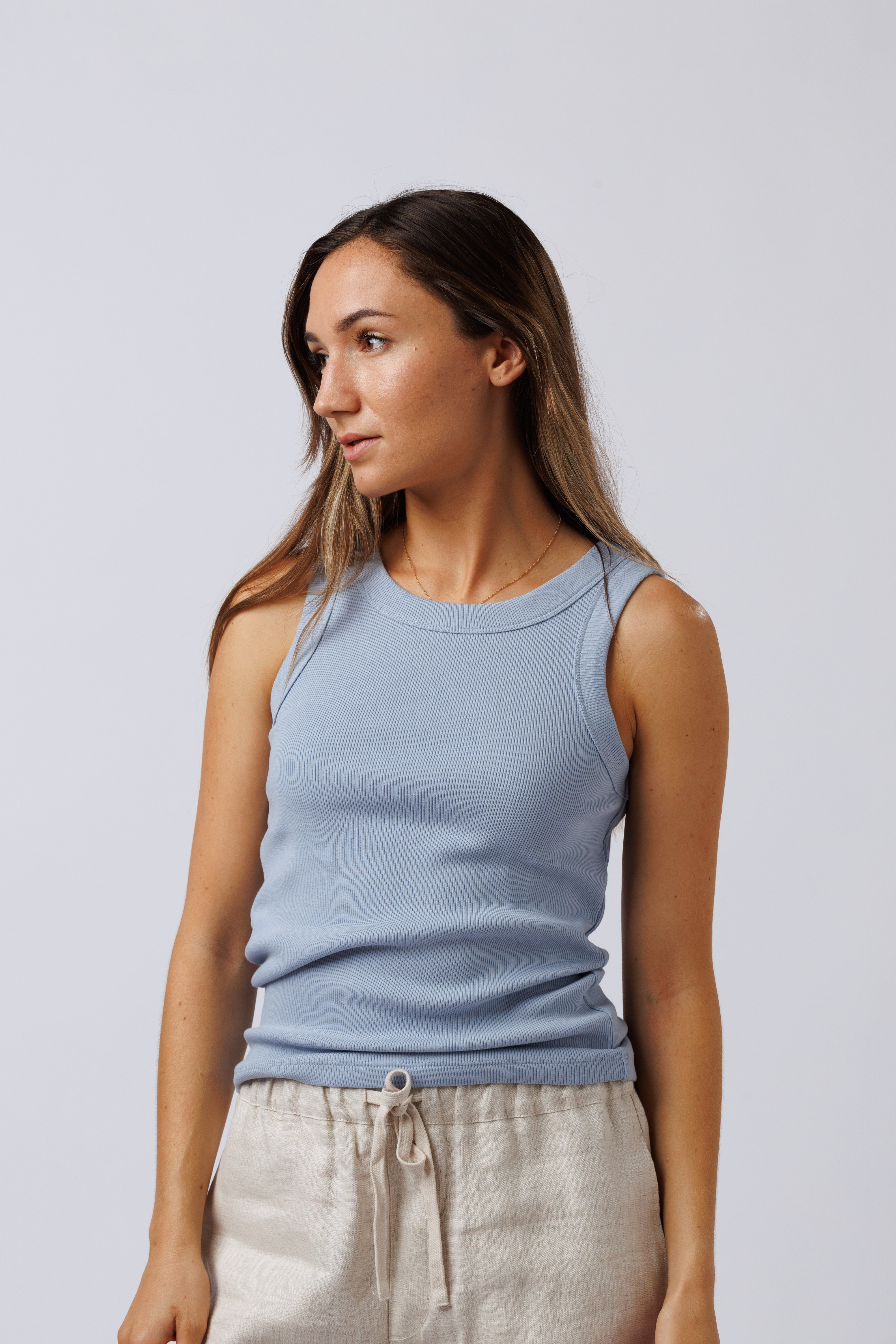 Womens Organic Rib Tank Storm
