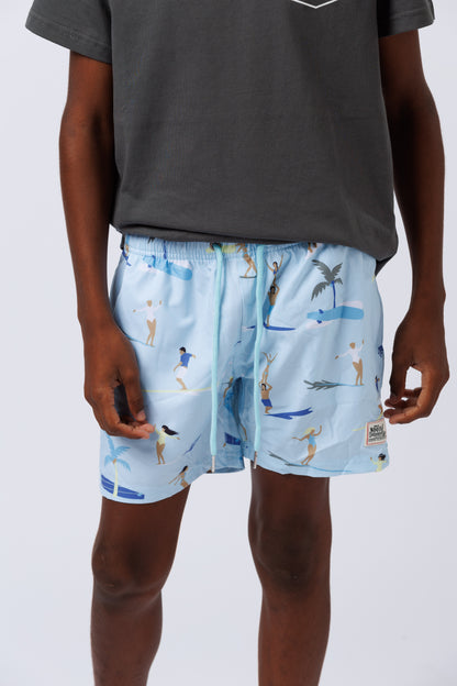 Kids Surf Style Swim Shorts Blue