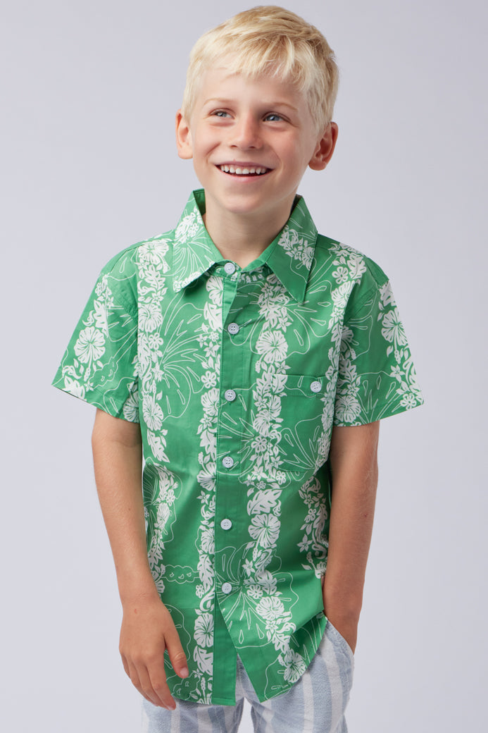 NL Kids Panel Button up shirt Green