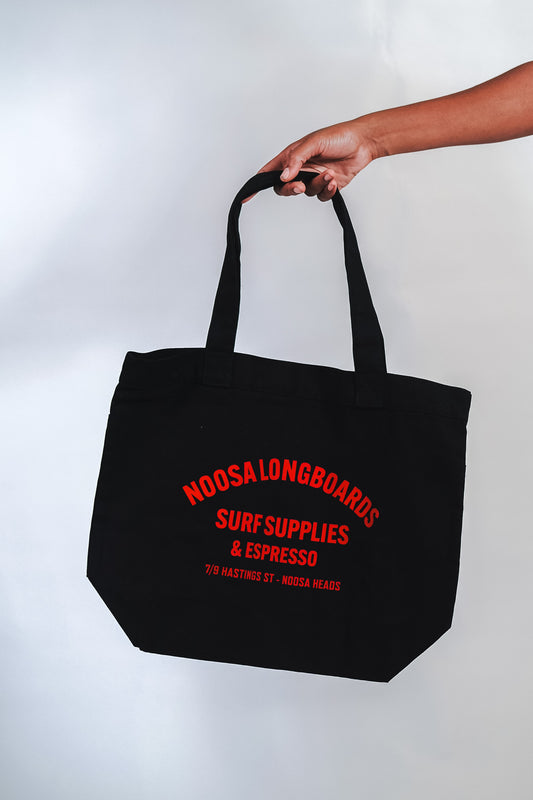 NL Black Oversized Address Tote Bag Red