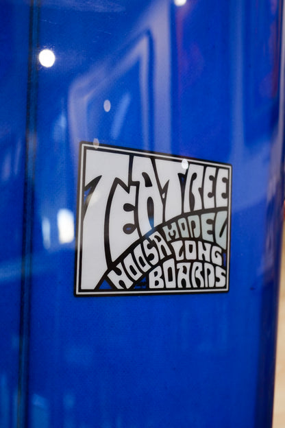 9'6" Noosa Longboards Tea Tree Model navy blue tint deck and bottom, white TT bands, gloss and polish