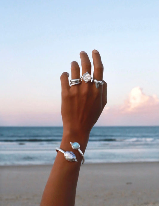 Mahloe Pearl and Moonstone Cuff