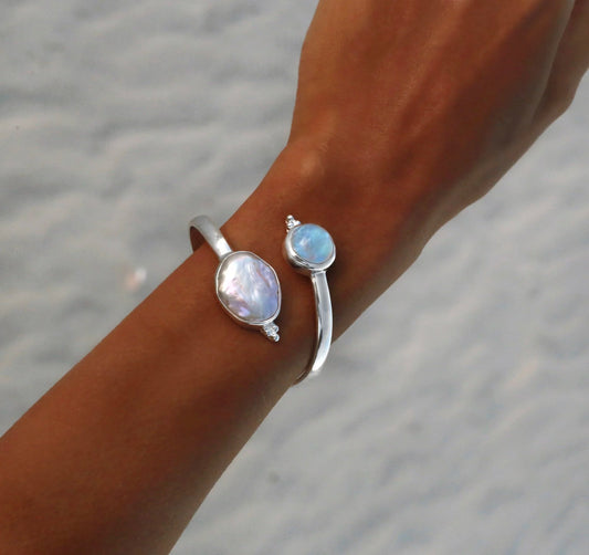 Mahloe Pearl and Moonstone Cuff