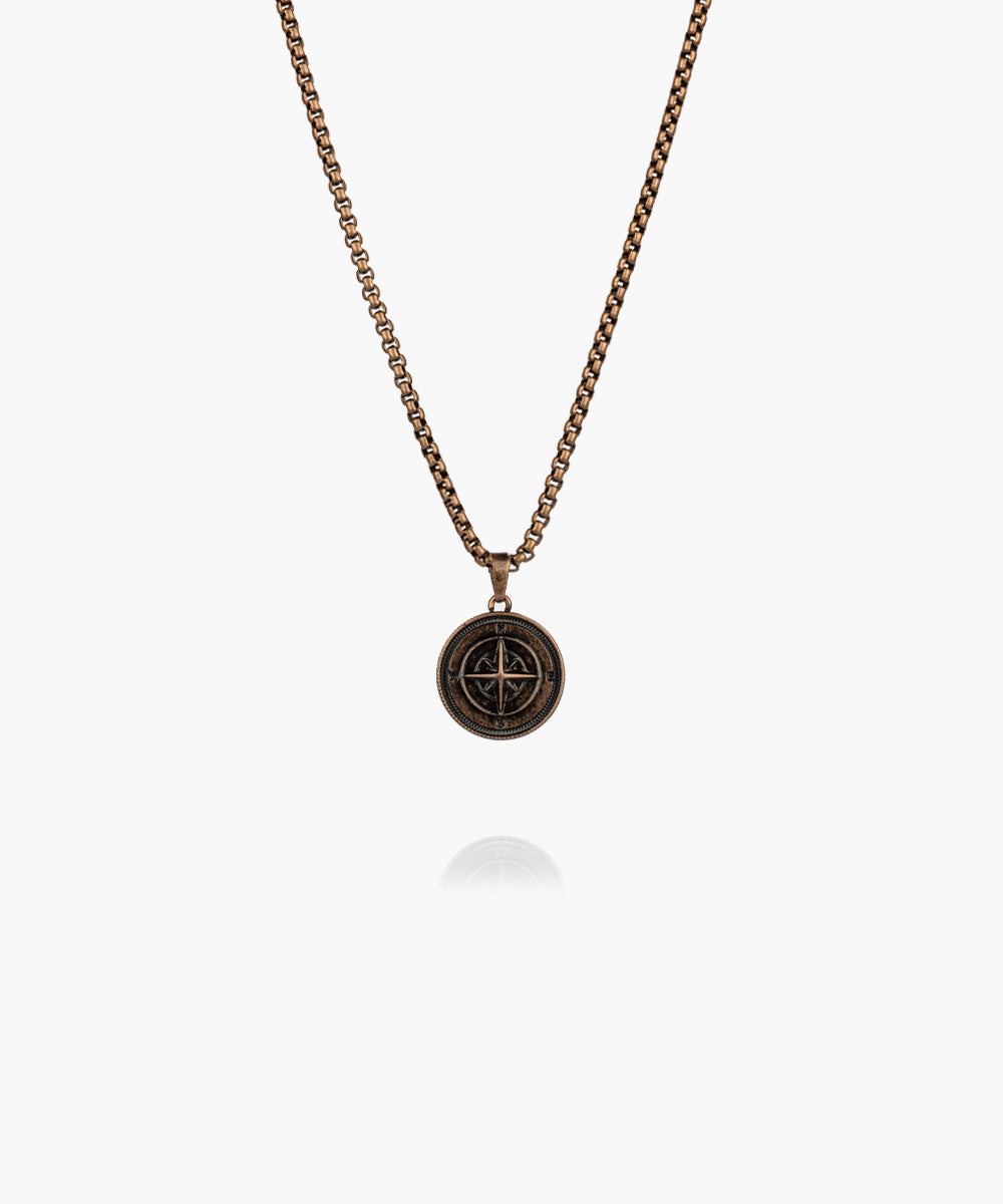Pig & Hen Compass Rose Necklace | Bronze