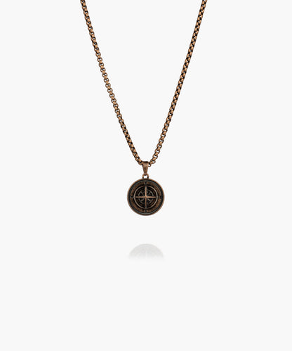 Pig & Hen Compass Rose Necklace | Bronze