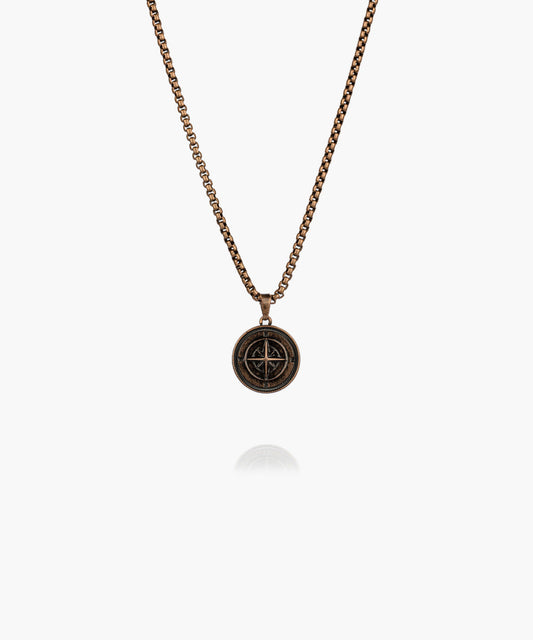Pig & Hen Compass Rose Necklace | Bronze