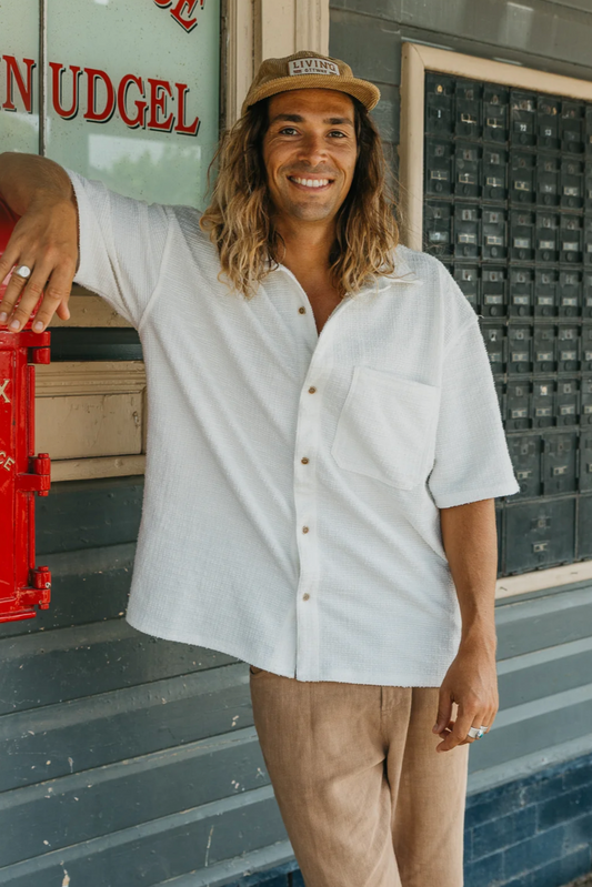 Ottway - Ottway Wells - Textured Short Sleeve Shirt - WHITE