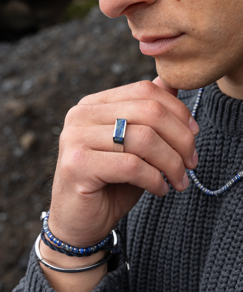 PH Signet ring 7mm - Lapis Lazuli Silver