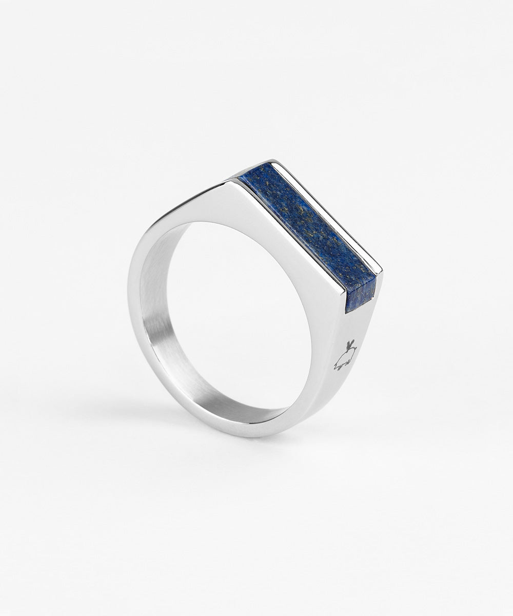 Pig & Hen Signet Ring 7mm Lapis Lazuli | Silver