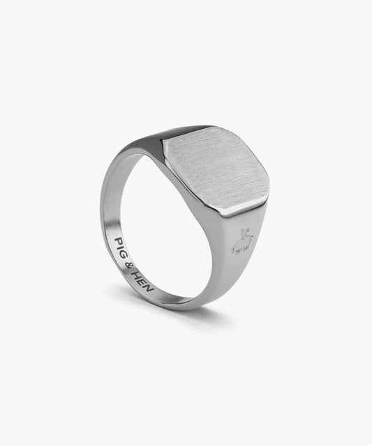 Pig & Hen Signet Ring 16mm Classic Silver | Silver