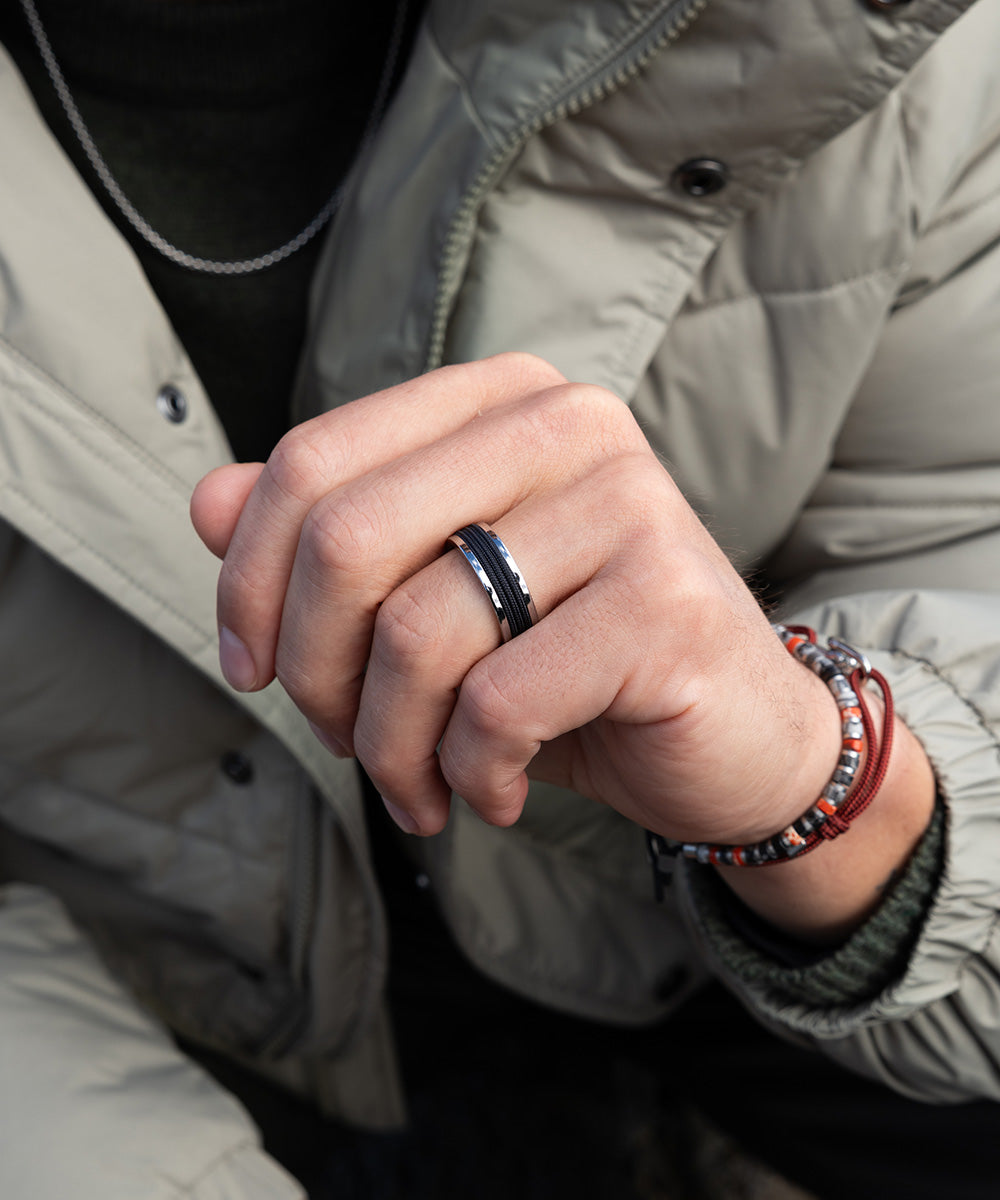 PH Navarch 8mm Wrap Ring - Navy Silver