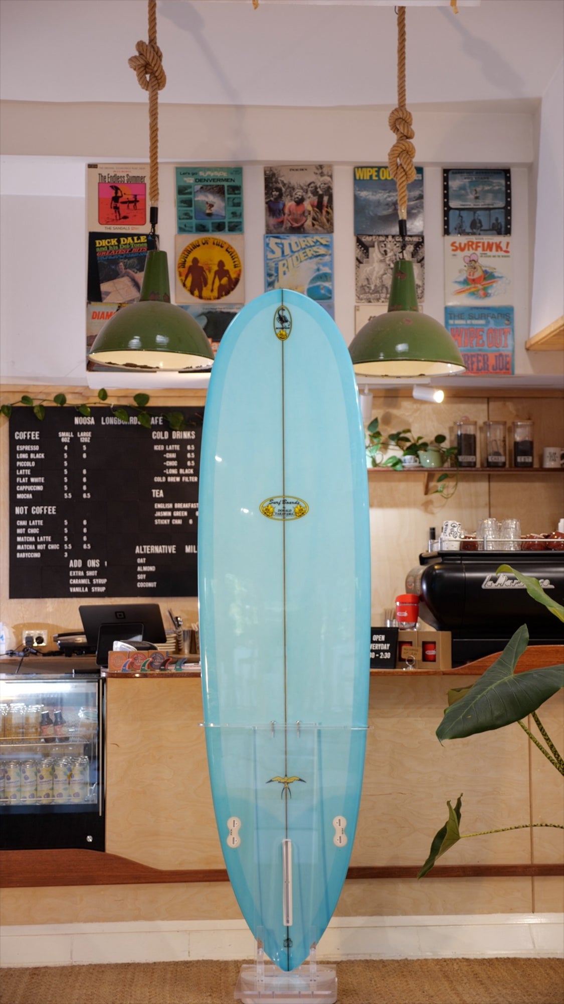 7'2" Donald Takayama Scorpion turquoise tint deck and bottom