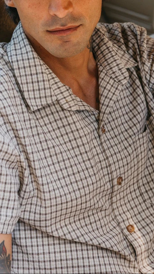 Ottway - Ottway Lennox - Brown Checked Short Sleeve Shirt