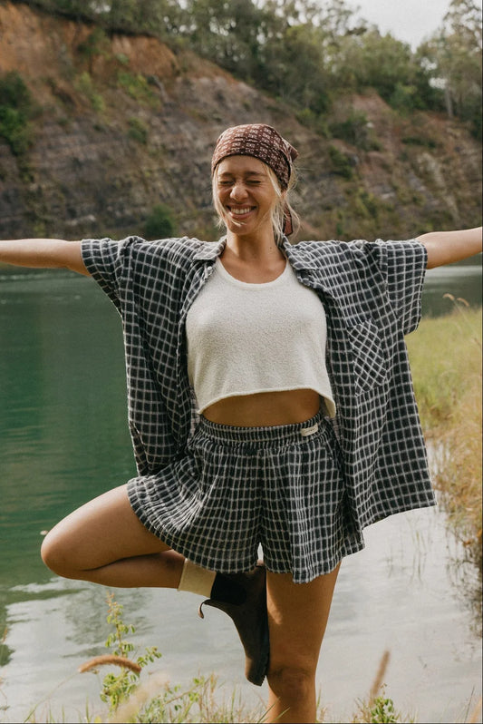 Ottway - Myles - Checked Soft Charcoal Shorts