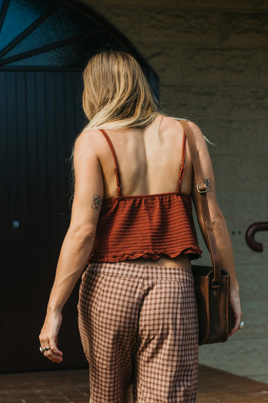 Ottway - Alba - Burgundy Tie-Front Cami Top L/XL