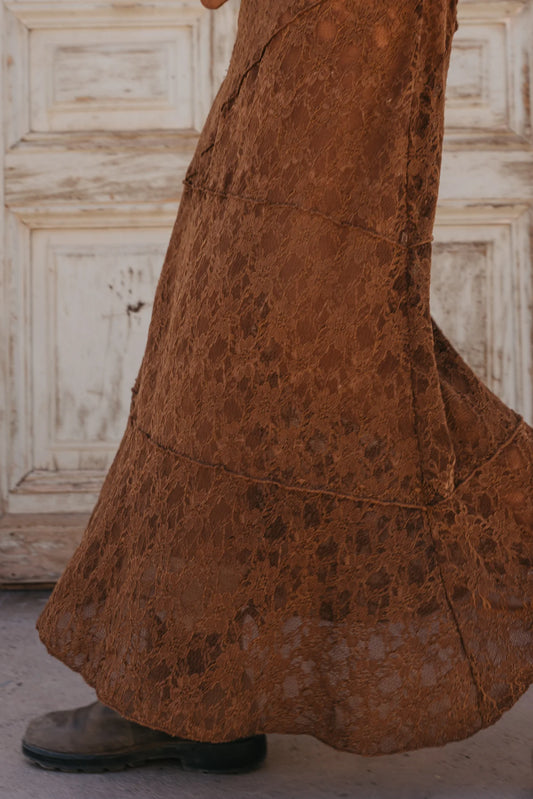 Ottway - Moonlace - Brown Lace Midi Skirt