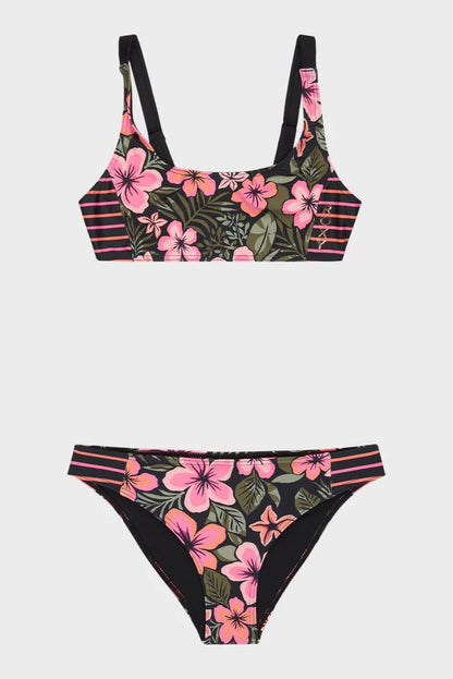 Roxy Active Floral RH Bralette Set Anthracite