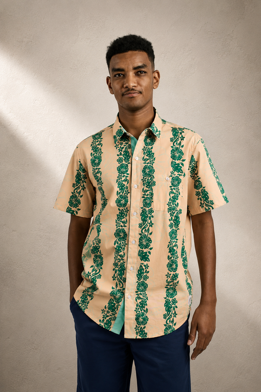 NL Orange Hibiscus Panel Shirt