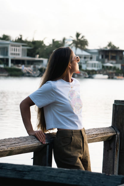 NL Peace Crop Tee – White (Womens)