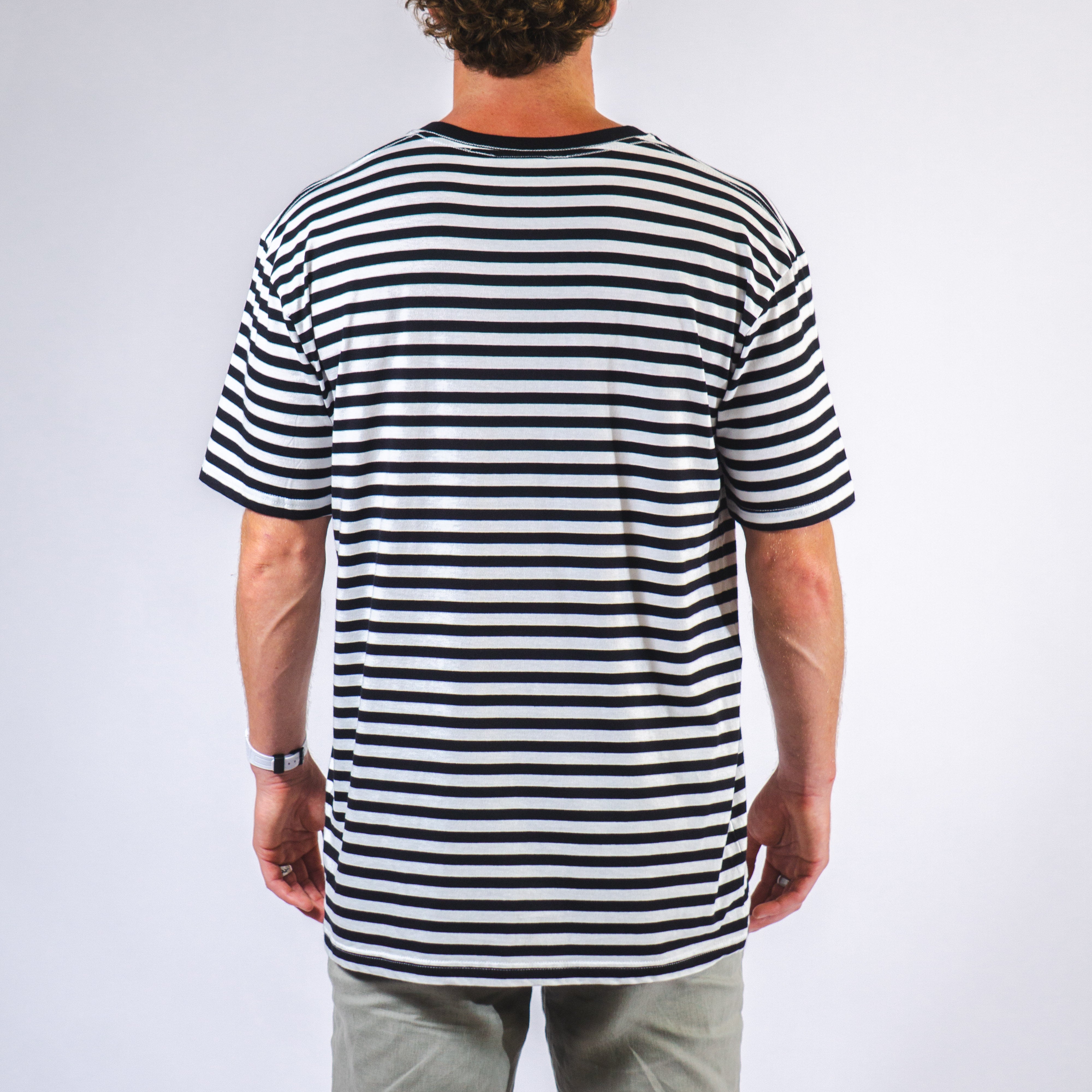 NL Hand Drawn Diamond Stripe Tee – Black/White