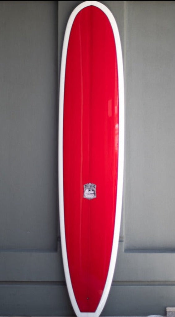 9'3 First Point White Bottom and Rails Red Deck Black Pinline Polish Finish